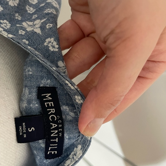 J.Crew Factory Floral Chambray ruffle faux-wrap dress - Picture 7 of 7